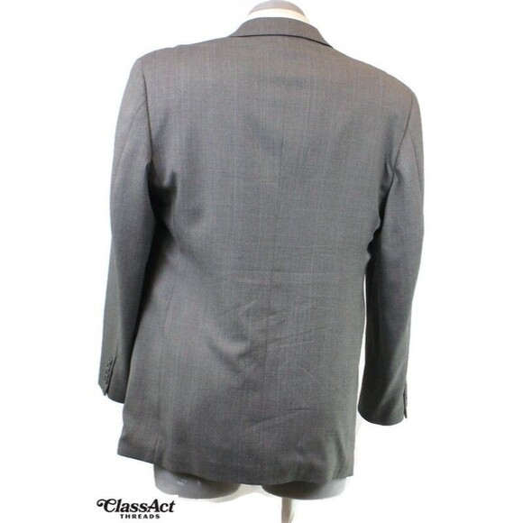 Haggar Black Label 2 Piece Suit Grey Glen Plaid 2 Btn 44L Pleated Fronts 35" W - Picture 8 of 10
